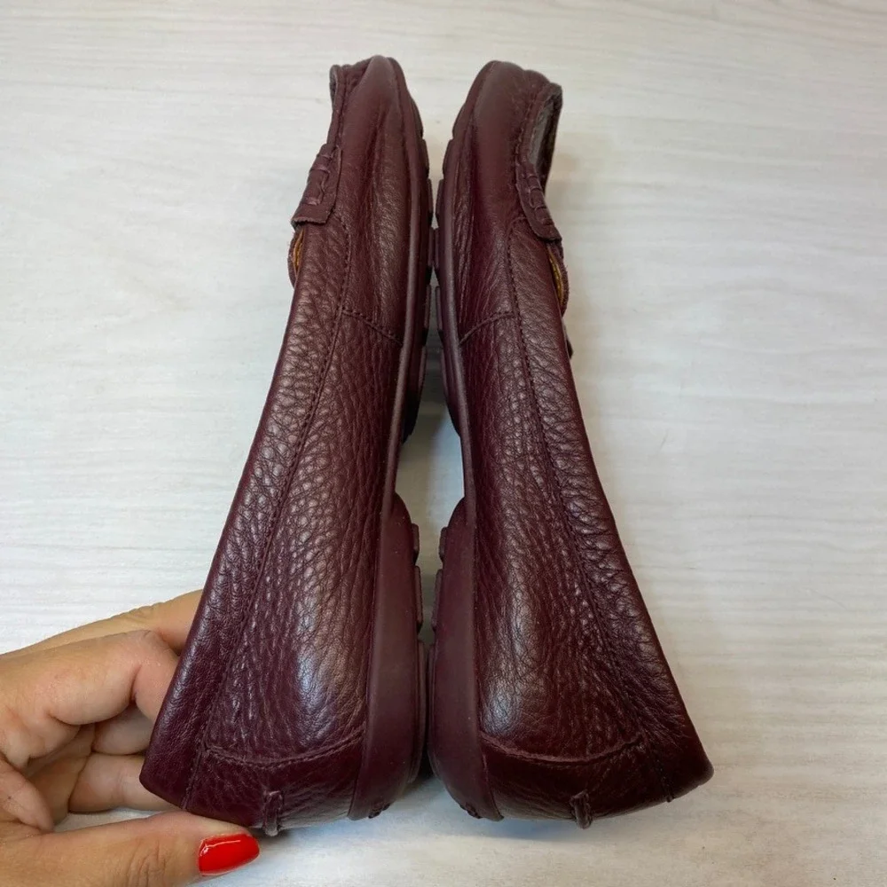 Coach Womens 7.5B Penny Loafer Driving Moccasin Burgundy Leather FG1268